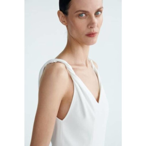 NWT - ZARA White Pleated Twisted Straps Maxi Dress - Picture 5 of 7